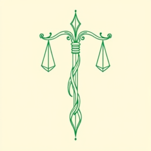 Green Ink Outline Libra Tattoo
