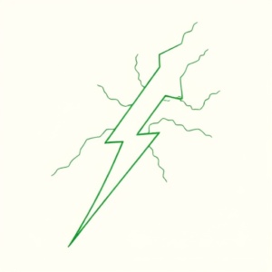 Green Ink Outline Lightning Tattoo