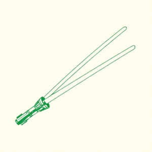Green Ink Outline Lightsaber Tattoo