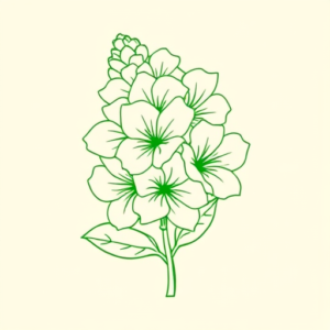 Green Ink Outline Lilac Tattoo