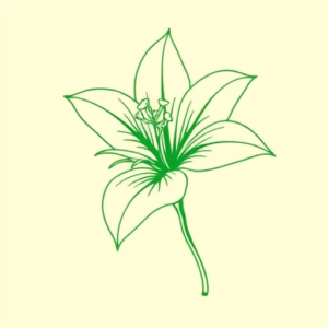 Green Ink Outline Lily Tattoo