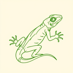 Green Ink Outline Lizard Tattoo