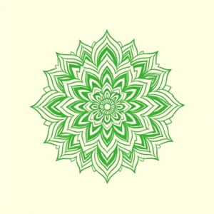 Green Ink Outline Mandala Tattoo