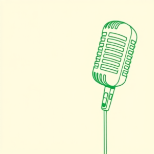 Green Ink Outline Microphone Tattoo