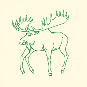 Green Ink Outline Moose Tattoo