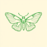 Green Ink Outline Moth Tattoo