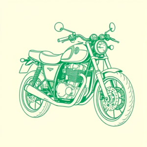 Green Ink Outline Motorcycle Tattoo