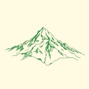 Green Ink Outline Mountain Tattoo