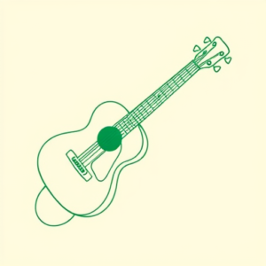 Green Ink Outline Music Tattoo