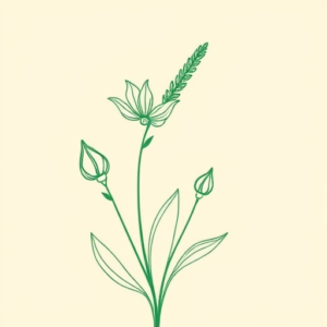 Green Ink Outline Nature Tattoo