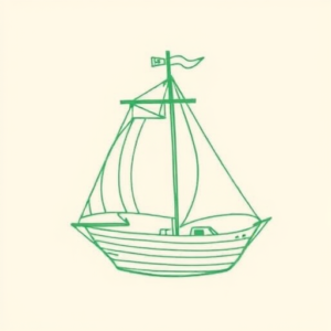 Green Ink Outline Nautical Tattoo