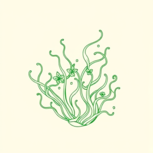 Green Ink Outline Ocean Tattoo
