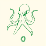Green Ink Outline Octopus Tattoo