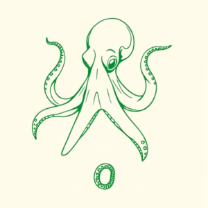 Green Ink Outline Octopus Tattoo