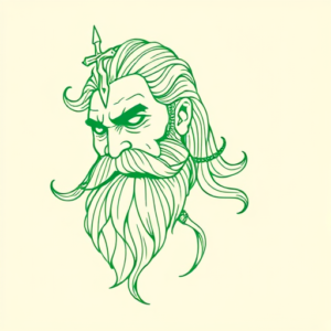 Green Ink Outline Odin Tattoo