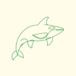 Green Ink Outline Orca Tattoo