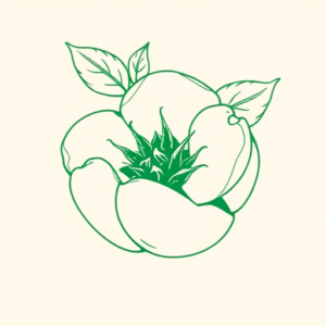 Green Ink Outline Peach Tattoo