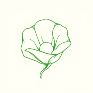 Green Ink Outline Pearl Tattoo