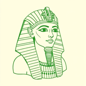 Green Ink Outline Pharaoh Tattoo