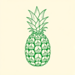 Green Ink Outline Pineapple Tattoo