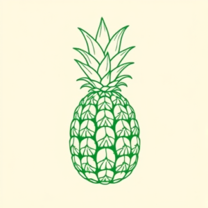 Green Ink Outline Pineapple Tattoo