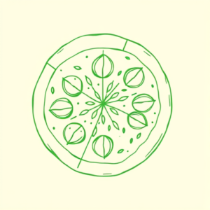 Green Ink Outline Pizza Tattoo