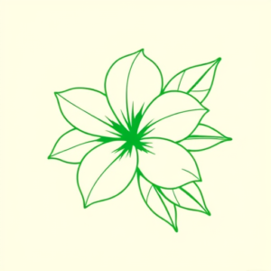 Green Ink Outline Plumeria Tattoo