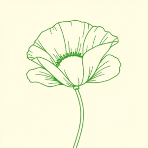 Green Ink Outline Poppy Tattoo