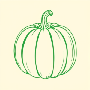 Green Ink Outline Pumpkin Tattoo