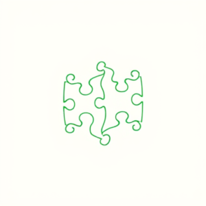 Green Ink Outline Puzzle Tattoo