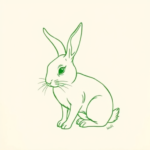 Green Ink Outline Rabbit Tattoo