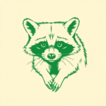 Green Ink Outline Raccoon Tattoo