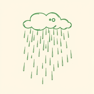 Green Ink Outline Rain Tattoo