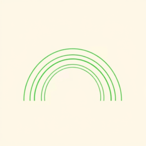 Green Ink Outline Rainbow Tattoo