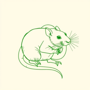 Green Ink Outline Rat Tattoo
