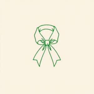 Green Ink Outline Ribbon Tattoo