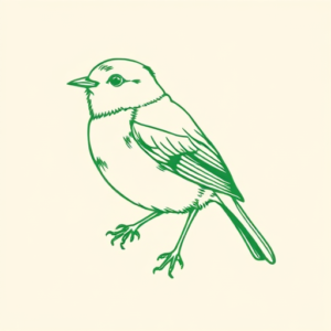 Green Ink Outline Robin Tattoo