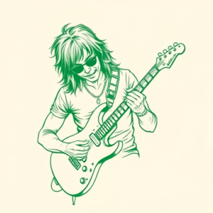 Green Ink Outline Rockstar Tattoo