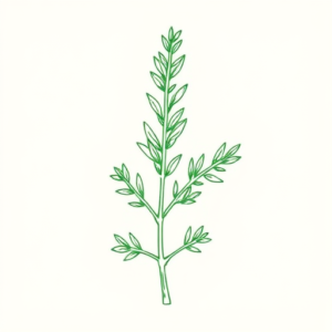 Green Ink Outline Rosemary Tattoo