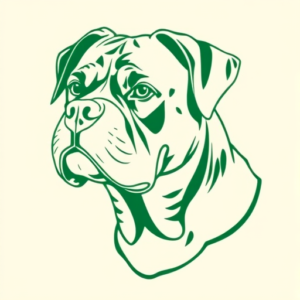 Green Ink Outline Rottweiler Tattoo