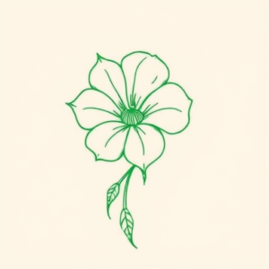 Green Ink Outline Sampaguita Tattoo