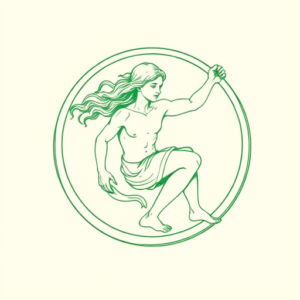 Green Ink Outline Saturn Tattoo