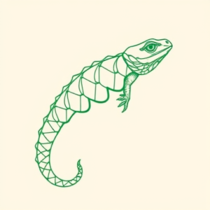 Green Ink Outline Scale Tattoo