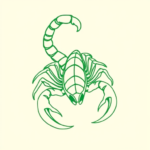 Green Ink Outline Scorpio Tattoo