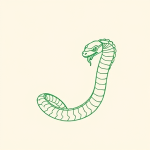 Green Ink Outline Serpent Tattoo