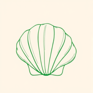 Green Ink Outline Shell Tattoo