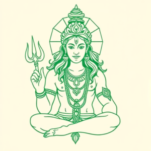 Green Ink Outline Shiva Tattoo