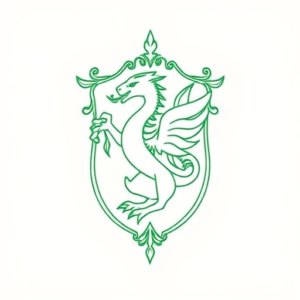 Green Ink Outline Slytherin Tattoo