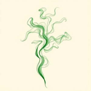 Green Ink Outline Smoke Tattoo