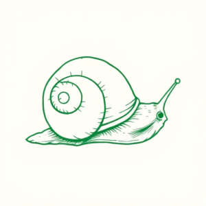 Green Ink Outline Snail Tattoo
